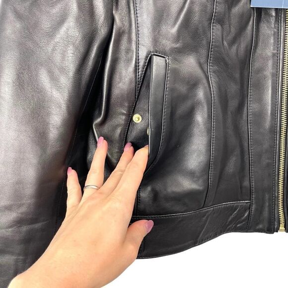 NEW Cole‎ Haan Racer Jacket with Quilted Panels Sz L black - Picture 7 of 11